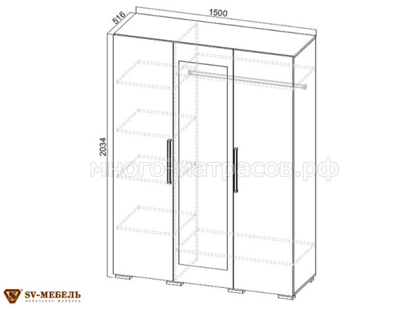 шкаф 3-х дверный лагуна-2 схема