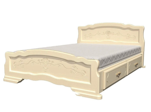 Кровать Карина-6 слоновая кость с ящиками